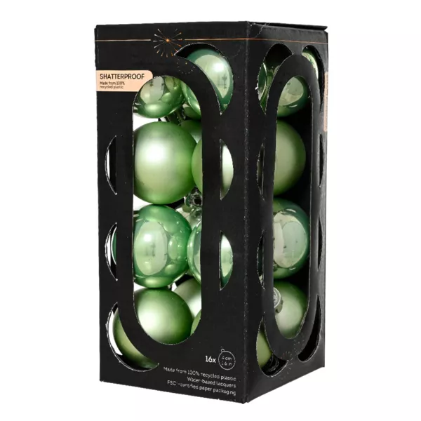 Lot de 16 boules de Noël (D40 mm) Aravis Vert thé matcha