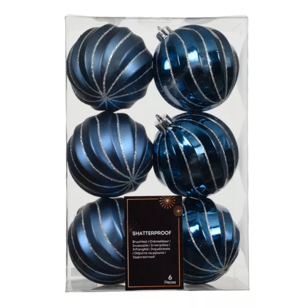 Set van 6 Kerstballen (D80 mm) Glam chic Nachtblauw