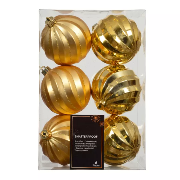 Lot de 6 boules de Nol (D80 mm) Glam chic Or