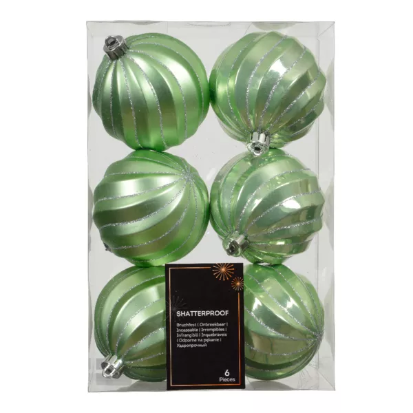 Lot de 6 boules de Nol (D80 mm) Glam chic Vert matcha