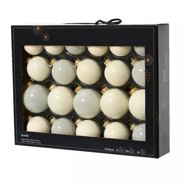 Set di 21 palline di Natale in vetro assortite Cristallo Bianco lana