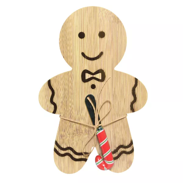 Houten snijplank en mes Gingerbread Natuurlijk
