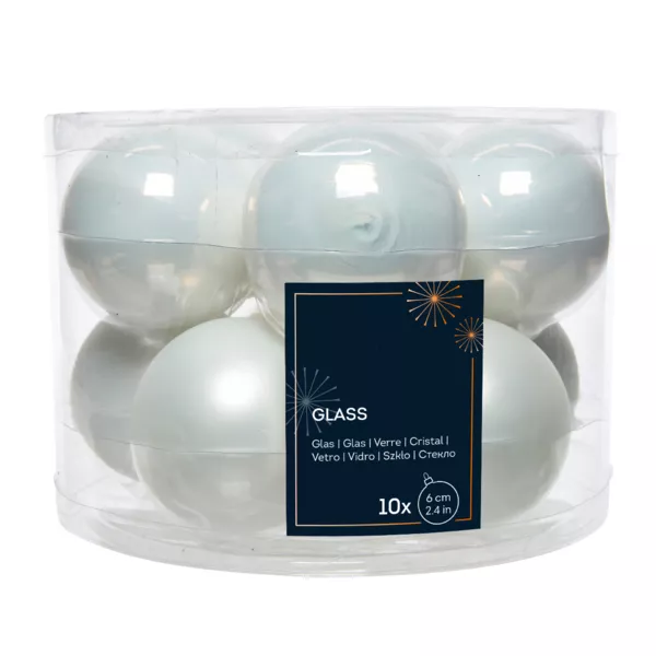 Lot de 10 boules de Nol en verre (D60 mm) Myst Blanc d'hiver
