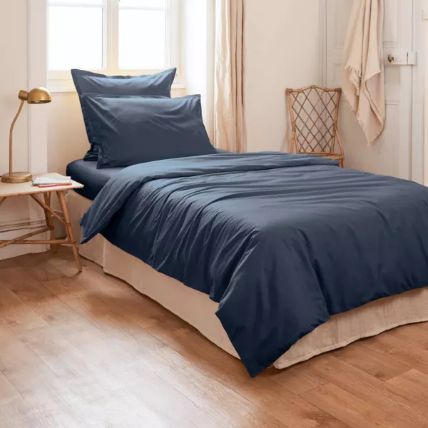 Housse de couette percale de coton (140 x 200 cm) Cali Bleu marine