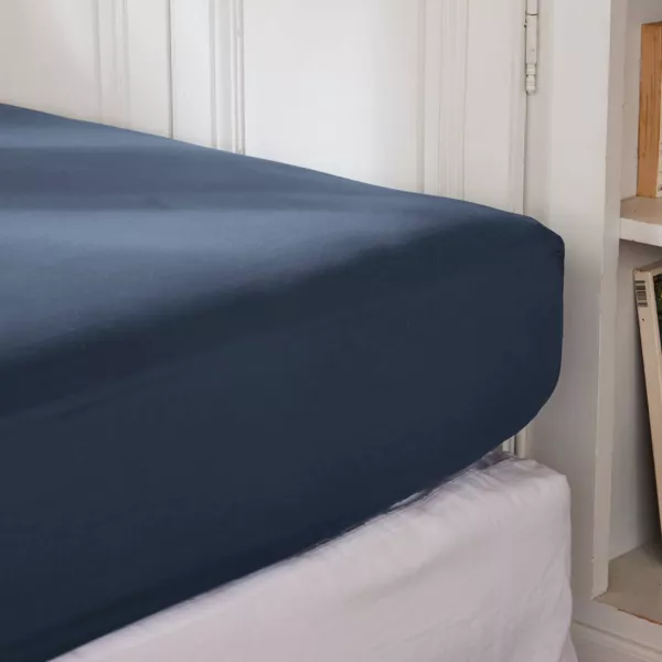 Drap housse percale de coton (160 x 200 cm) Cali Rose pêche