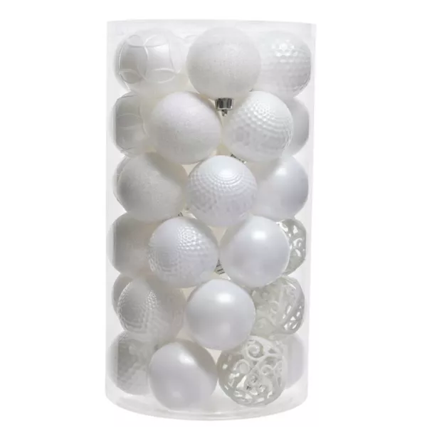 Lot de 37 boules de Nol (D60 mm) Alpine mix Blanc