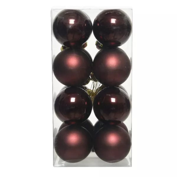Lot de 16 boules de Nol (D40 mm) Alpine Acajou