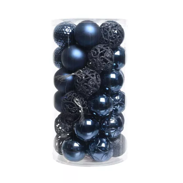 Sæt med 37 julekugler (D60 mm) Alpine Mix Midnatsblå