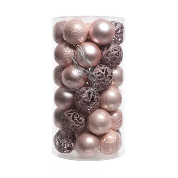 Set van 37 kerstballen (D60 mm) Alpine Mix poederroze