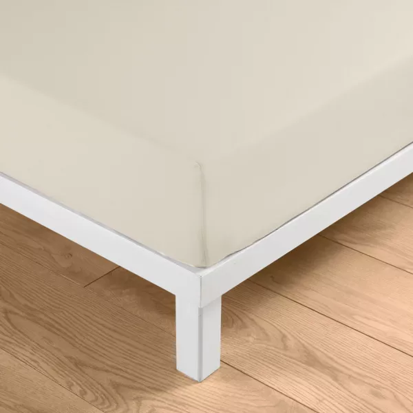 Drap housse coton lavé (140 x 190 cm) Linella Ivoire