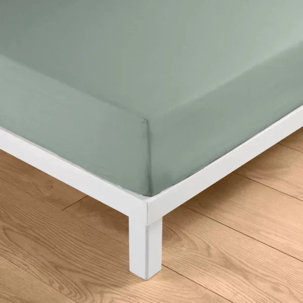 Drap housse coton lavé (140 x 190 cm) Linella Vert sauge