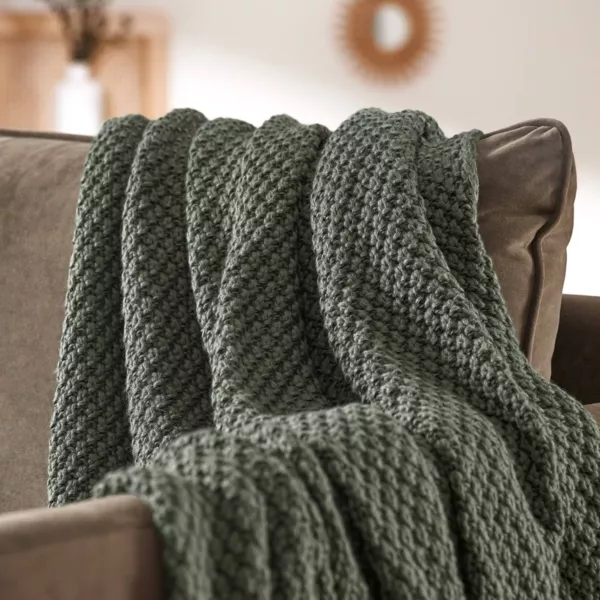 Strickdecke Tessa (125 x 150 cm) Khaki-Grün