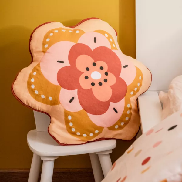 Coussin enfant rond coton (47 x 45 cm) Barbotine Multicolore