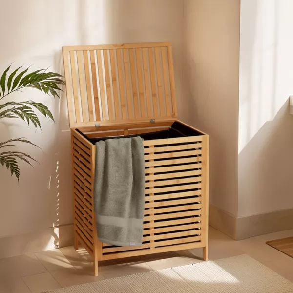 Mueble cesto de ropa en bamb (53 x H60 cm) Armona Natural
