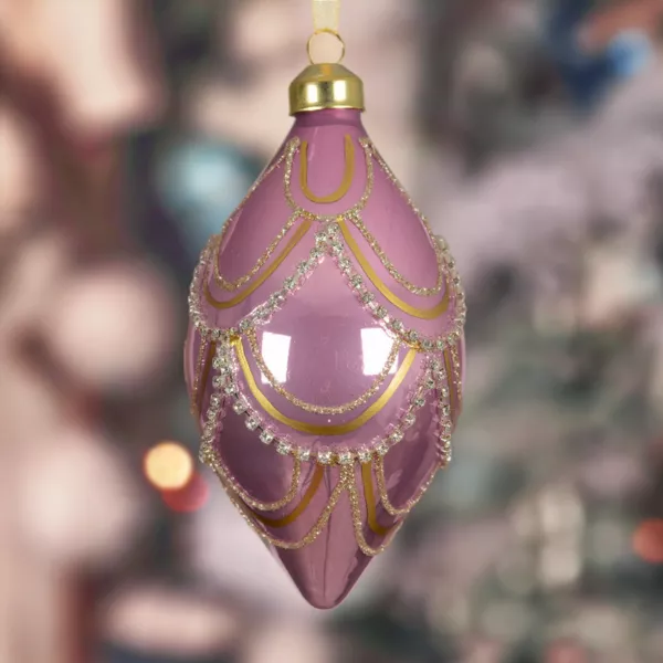 Set van 2 glazen kerstballen (D60 mm) Elegance Gatsby Roze