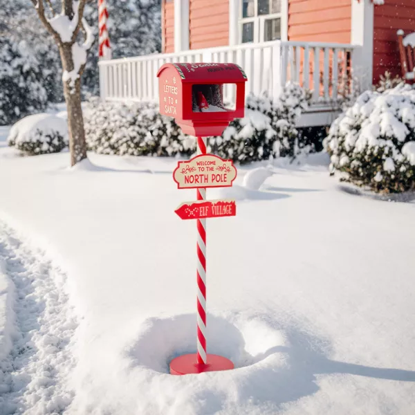 Boîte aux lettres (H120 cm) Lutin et flocons de neige