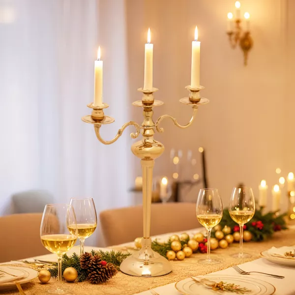 Candelabro de metal (H50 cm) Navidad festiva Dorado