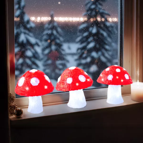 Set di 3 funghi luminosi solari (H18 cm) Mushy Bianco freddo