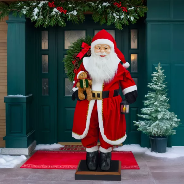 Automate Géant musical et lumineux (H200 cm) Papa Noël et ourson