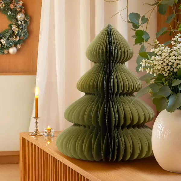 Papieren kerstboom om neer te zetten (H60 cm) Magnetische sluiting Groen