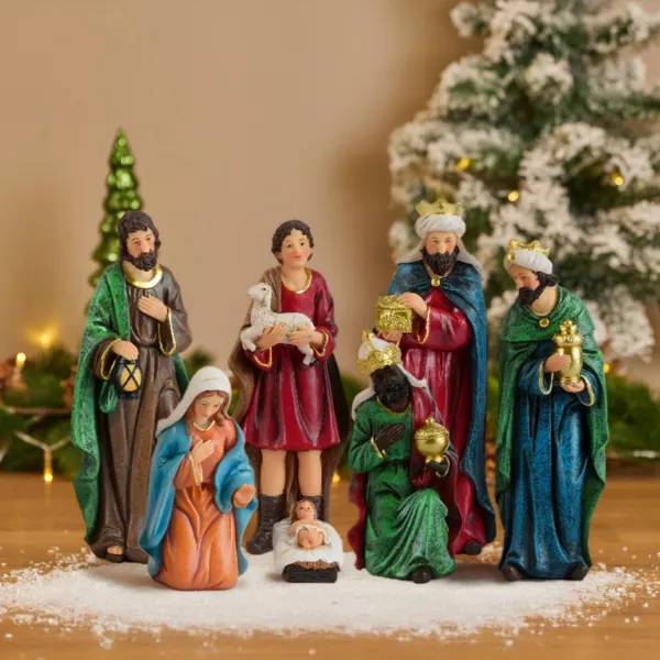 Set von 7 Krippenfiguren (Höhe 12,50 cm) von Achille