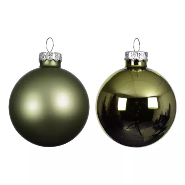 Lot de 4 boules de Noël en verre (D100 mm) Boréal Vert romarin