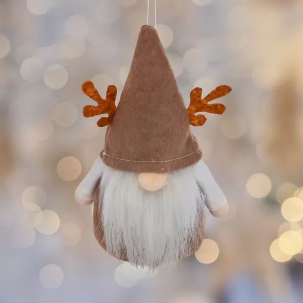 Decorazione natalizia sospesa (H16 cm) Piccolo elfo renna Marrone chiaro