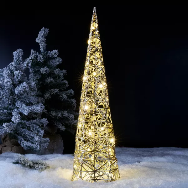 Cono luminoso a pilas 30 micro LED (H60 cm) Destellos Blanco cálido