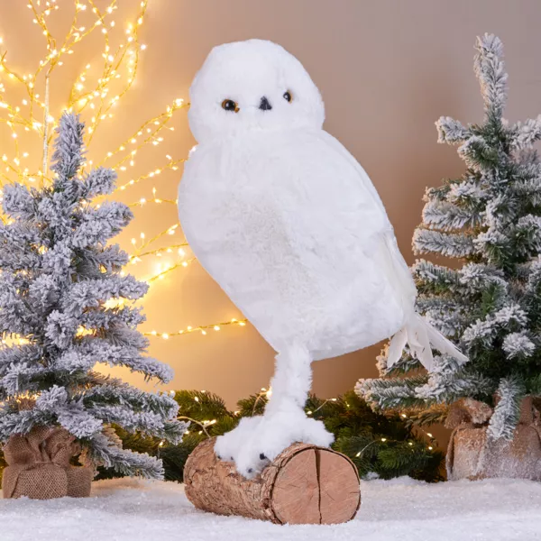 Hiboux de Noël (H49 cm) Floconis Blanc