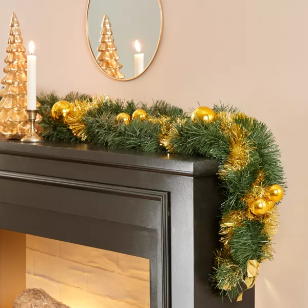 Guirlande de sapin fine (270 cm) Festivités de Noël Or