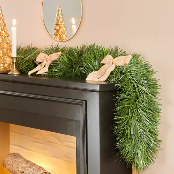 Juleguirlande (270 cm) Jute-knuder Naturfarvet