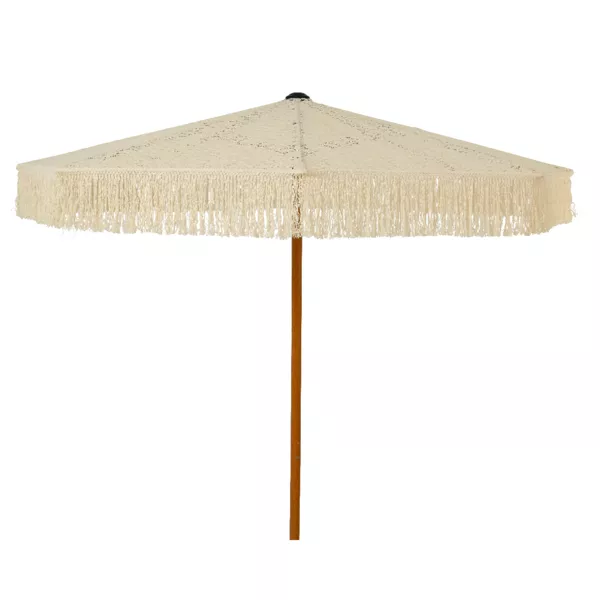 Ronde tuinparasol met franjes (D2 m) Isy Kanten Beige