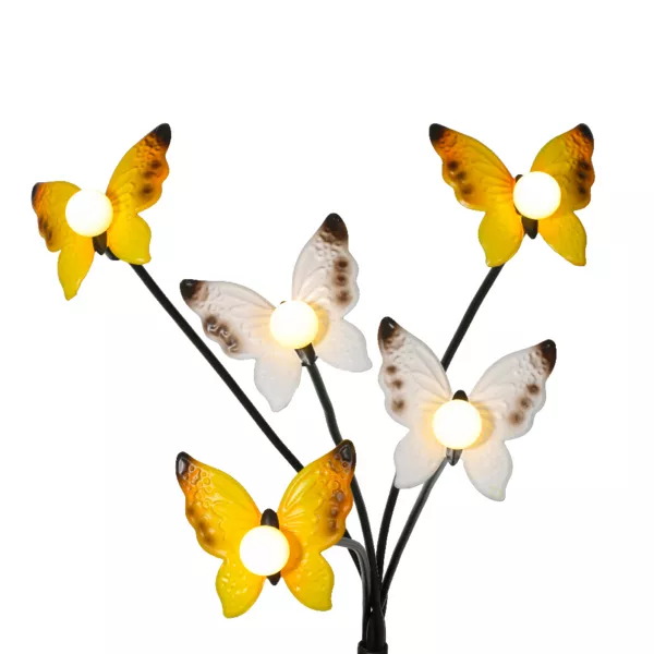 Zonnelicht Decoratie om in de grond te steken (H60 cm) Vlinders Geel en warm wit