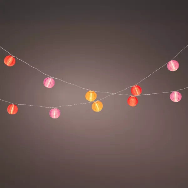 Guirlande lumineuse ext�rieure � piles 10 LED (2,7 m) Lanternes chinoises Multicolore