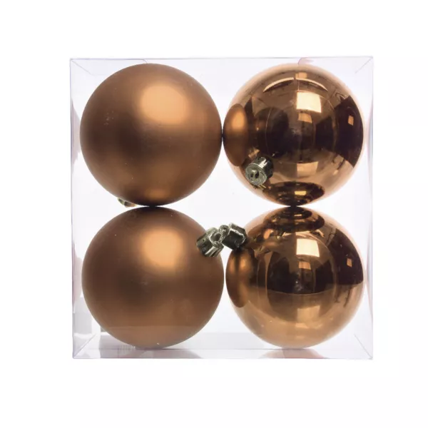 Lot de 4 boules de No�l (D100 mm) Aravis Cognac