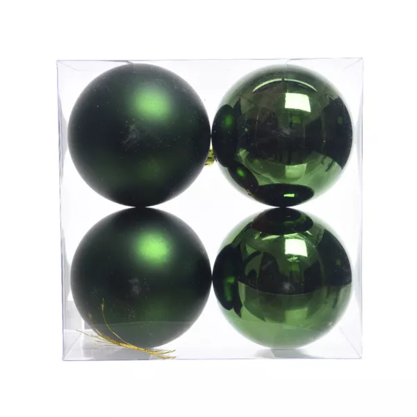 Lot de 4 boules de No�l (D100 mm) Aravis Vert sapin