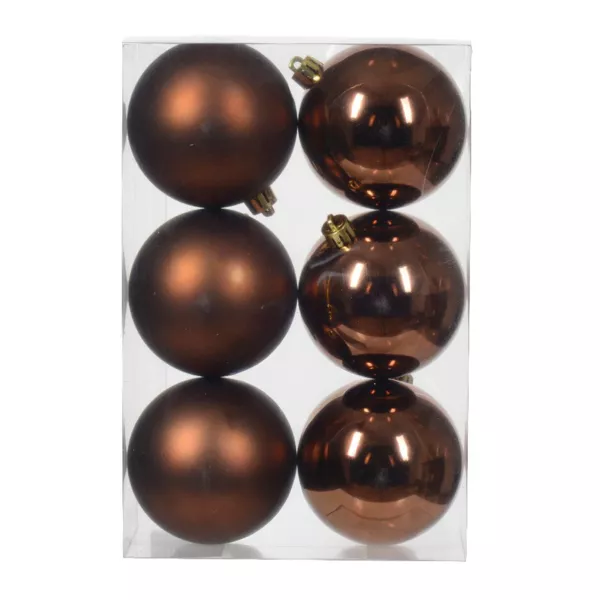 Lot de 6 boules de Nol (D80 mm) Aravis Brun caf