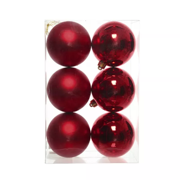 Lot de 6 boules de Nol (D80 mm) Aravis Bordeaux