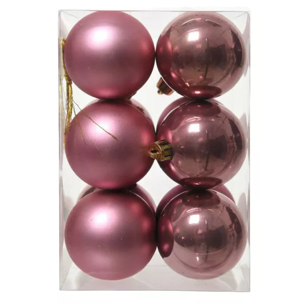 Lot de 12 boules de No�l (D60 mm) Aravis Vieux rose