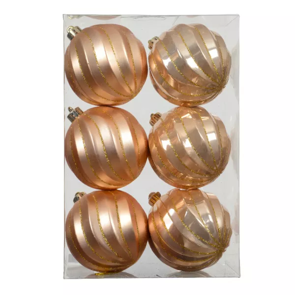 Set van 6 kerstballen (D80 mm) Glam chic Perzik