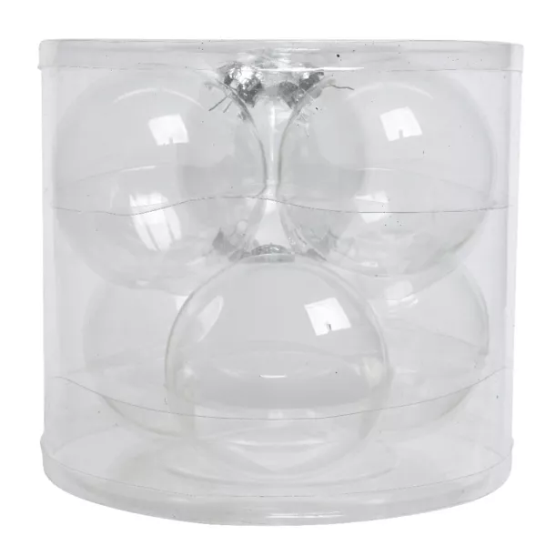 Lot de 6 boules de Nol en verre (D80 mm) Myst transparent iris
