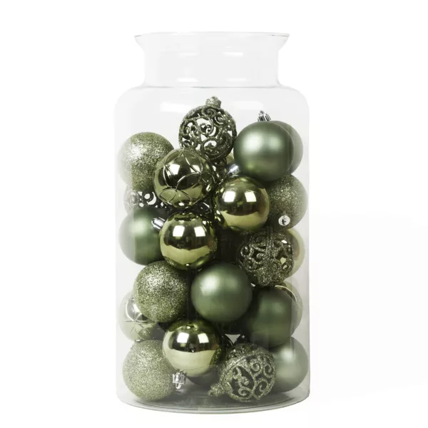 Set di 35 palline di Natale (D60 mm) Aravis mix Verde rosmarino
