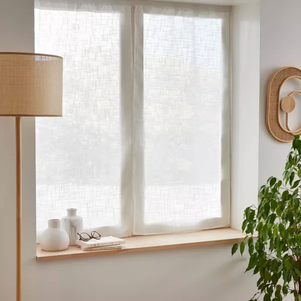 Par de cortinas con trabillas efecto lino (60 x 120 cm) Robin Blanco