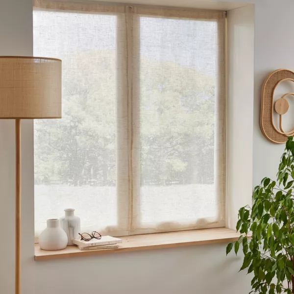 Par de cortinas con trabillas efecto lino (60 x 120 cm) Luca Beige