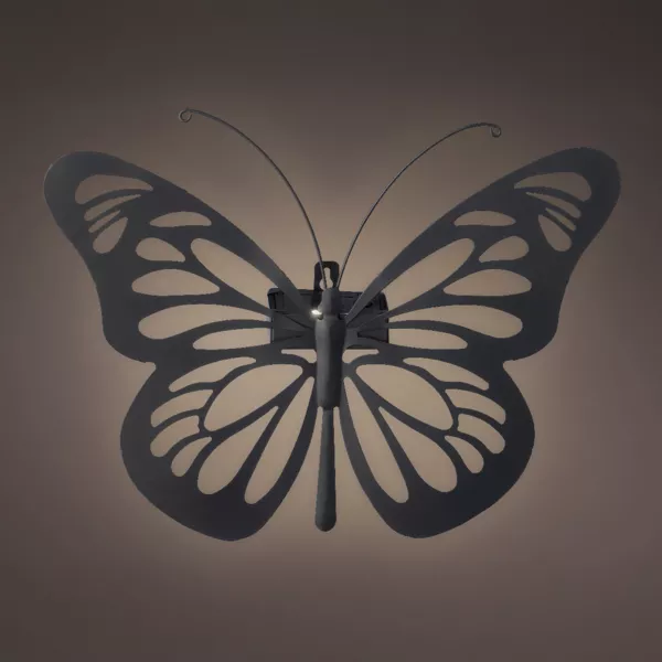 Solar-Wandleuchte aus Metall (H26,5 cm) Schmetterling Schwarz