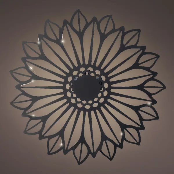 Solar-Wandleuchte aus Metall (D37 cm) Sonnenblume Schwarz und warmwei�