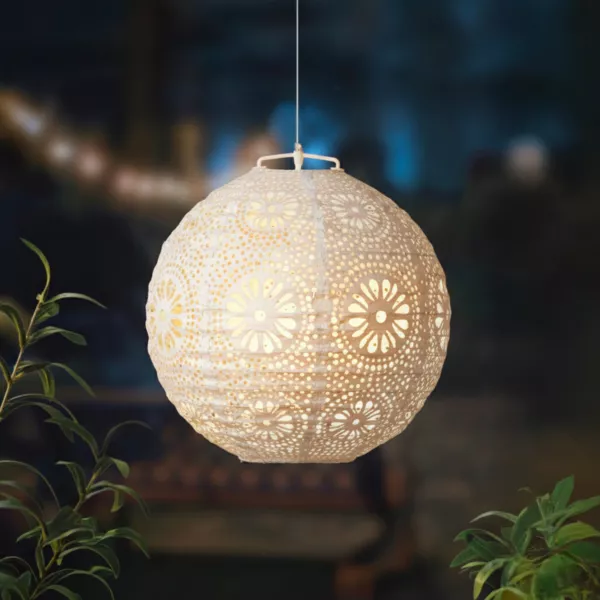 Suspensi�n solar para jard�n (H23 cm) Linterna calada Blanca