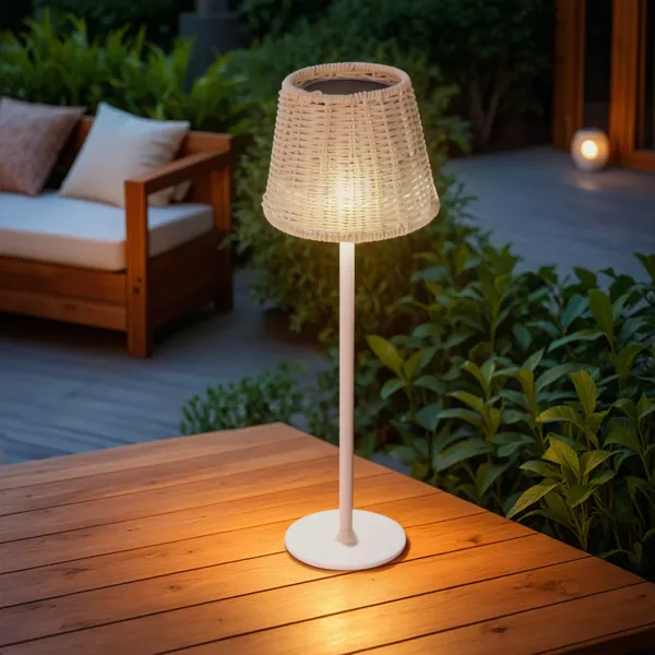 L�mpara de mesa exterior solar LED (H38 cm) Marylebone Blanco
