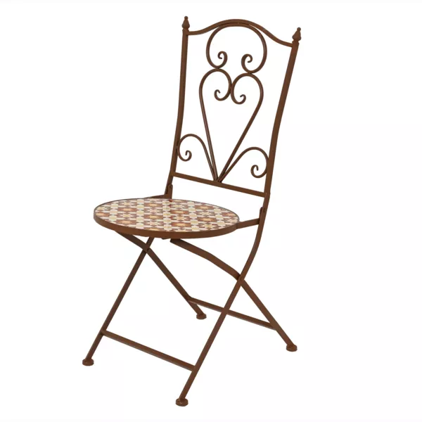 Chaise bistro pliable en mosa�que Madrid Marron