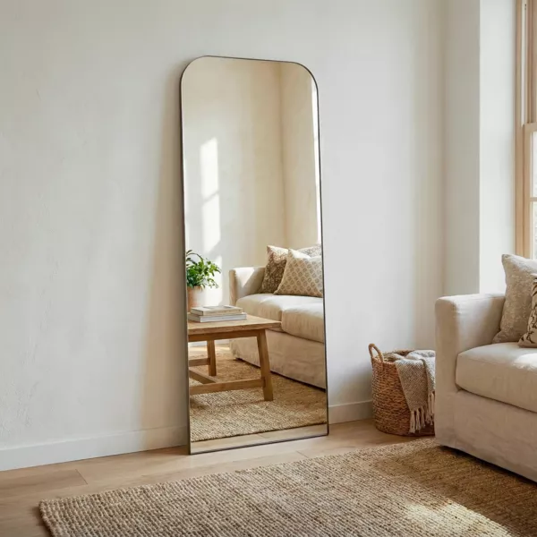 Grand miroir mural (177 cm) Mendocino Noir